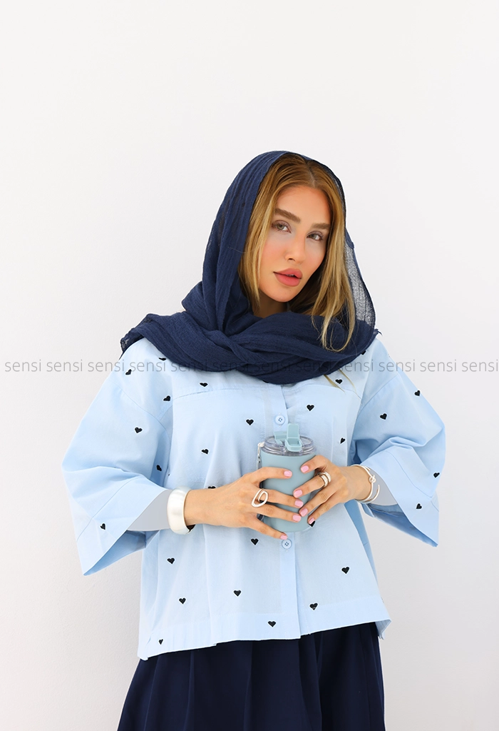 شومیز زنانه لینن قلب دوزی کد1006196